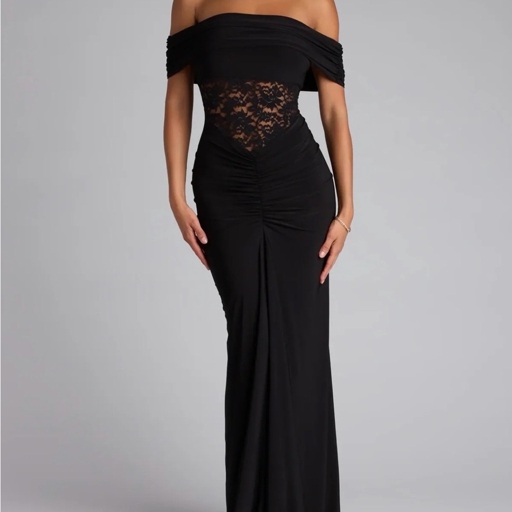 Windsor Black Strapless Lace Dress
